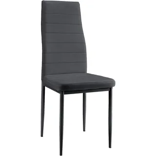 2er-Set Stühle grau Hochlehner Esszimmer Kunst-Leder Polster Stuhl en.casa - Grau