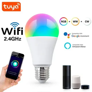 Tuya Smart WiFi Led Bulb RGBCW 9W E27 Funktioniert mit Alexa und Google