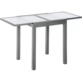 Merxx Balkontisch ausziehbar 65/130 x 65 cm - Aluminiumgestell Graphit mit matter Glasplatte - Grau