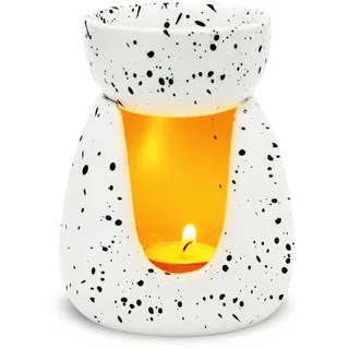 WD&CD Duftlampe aus Keramik, Aromalampe Teelichthalter Aroma Diffuser Stövchen für ätherische Öle weiß&Schwarz