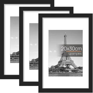 upsimples 3 Pack Bilderrahmen 20x30, Schwarz Rahmen 20x30, Picture Frame für Fotos, Bilder, Poster