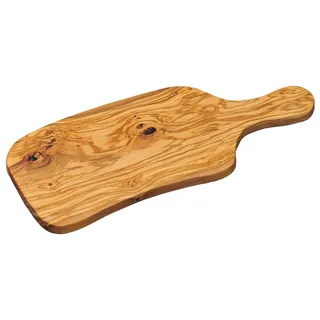 KESPER | Schneid- & Servierbrett aus Olivenholz, mit Griff, Maße: 39 x 16,5 x 1,6 cm, natürliche Maserung, robust & langlebig | 2912060