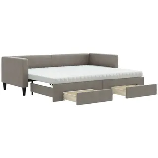 vidaXL Tagesbett Ausziehbar mit Schubladen Taupe 80x200 cm Stoff