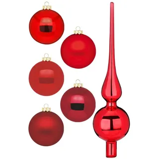 MAGIC by Inge Weihnachtsbaumkugel »Ruby Red, Weihnachtsdeko, Christbaumschmuck« Christbaumkugeln aus Glas, 45 Kugeln Ø ca. 4-6 cm, inkl. Spitze 28 cm, rot