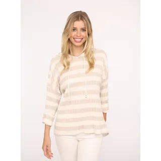 Zwillingsherz Hoodie Gestreift Beige One Size
