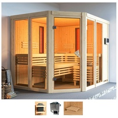 Bild von Sauna »Avril«, (Set), 9-kW-Ofen mit externer Steuerung beige