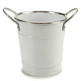 Blumentopf Zink Weiß Ø 10 cm , Metall , 11 cm , Dekoration, Blumen & Blumentöpfe, Übertöpfe