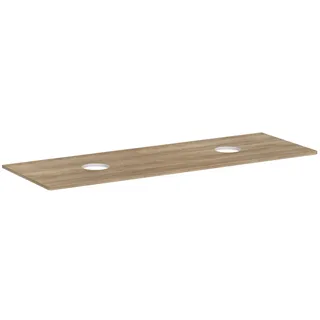 Hansgrohe Xelu Q Konsole mit 2 Ausschnitten, 156x55 cm ohne Hahnloch, Eiche Natur