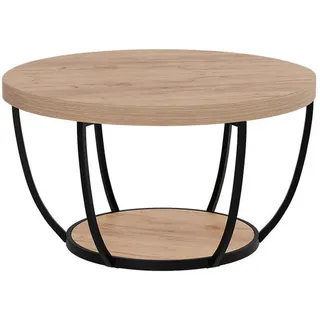 Vicco Couchtisch Arvina Goldkraft Eiche 80 x 80 cm , Honigeiche , Holzwerkstoff , Rund , 80x44x80 cm , Wohnzimmer, Wohnzimmertische, Couchtische