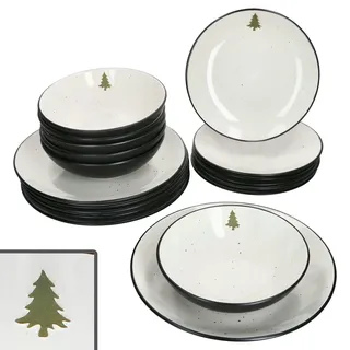 Mambocat 18tlg Tellerset Christmas Panther Steingut Kuchenteller Suppenteller Essteller