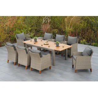Merxx Avellino Garten-Essgruppe 9-tlg. beige inkl. Auflagen