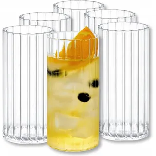 Wilmax Geriffeltes Glas 250 ml 6er Set WL-888624/A6 - Transparent