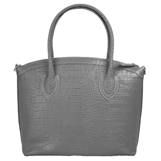 Cluty Henkeltasche, echt Leder, Made in Italy, grau