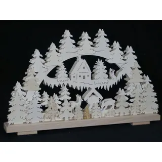 Schwibbogen el. Beleuchtet mit Rehe , Hase und Haus BxH=50x32cm NEU Lichterbogen