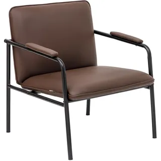 Baroni Home Loungesessel mit Eisengestell, Armlehnenstuhl, Mid-Century-Modern Design, Relaxsessel für Wohnzimmer, Schlafzimmer, Arbeitsyimmer, Lounge 78x59x64 cm (Braun)