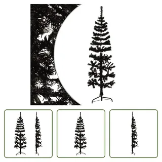 The Living Store Künstlicher Halb-Weihnachtsbaum Ständer Schlank Schwarz 120 cm - Schwarz
