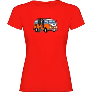 Kruskis Hippie Van Spearfish Damen T-shirt Mit Kurzen Ärmeln - Red - 2XL