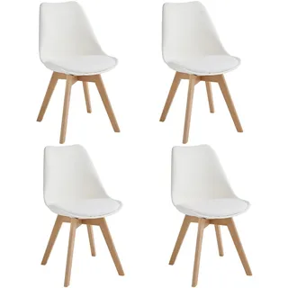 Design Twist Tommy Set aus 4 Stühlen, Holz, Maße: 52 x 48.5 x 82 cm Modern 48.5 x 52 x 82 cm , Weiß