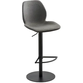 Barhocker , Anthrazit, Schwarz , Metall, Textil , rund, Bodenplatte , 46x84.5-109.5x50 cm , Sitzfläche 360° drehbar, abwischbar , Esszimmer, Barmöbel, Barhocker