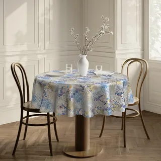 Qualitäts Tischdecke Tischtuch Textil Rund 180 cm, Schmutzabweisend Lotuseffekt Wasserabweisend Tischwäsche Fleckschutz