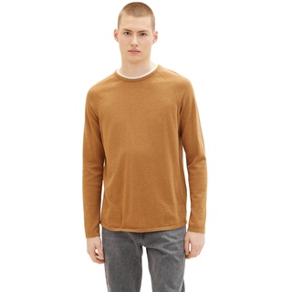 TOM TAILOR Denim Herren Basic Strickpullover 1033335, 31086 - Camel Beige Melange, XL