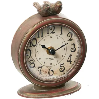 Creative Co-Op Vintage-Kaminuhr mit Vögeln, Zinn, Braun