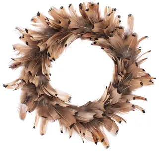 GLOREX 6 3821 304 - Dekokranz aus Fasanenfedern, ca. Ø 18 cm großer Federkranz, geeignet als Tisch-, Wand- oder Türschmuck