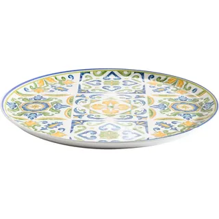 Ritzenhoff Breker Pizzateller , Blau, Gelb, Grün , Keramik , Mosaik , rund , Lfgb , lebensmittelecht , Geschirr, Teller, Pizzateller