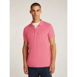 Tommy Hilfiger Poloshirt TOMMY JEANS "TJM SLIM PLACKET POLO", Herren, Gr. S, rosa (preppy pink), Jersey, Obermaterial: 100% Baumwolle, slim fit hüftbedeckend, V-Ausschnitt, eng Bündchen, Shirts, Piqué mit Polokragen