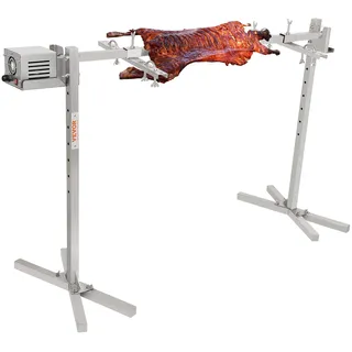 Vevor Spanferkelgrill Lammgrill 117 cm, 41 kg Edelstahl Drehspieß Spießbratengrill 42 W, Lammgrill BBQ Grill Grillwagen Barbecue, 8 höhenverstellbarer Großer Spießgrill Putenfleisch, Schinken usw.