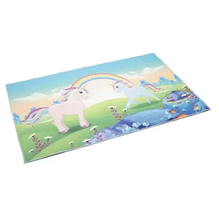 Böing Carpet Kinderteppich »Einhorn«, rechteckig, 4 mm Höhe, bedruckt, Motiv Einhörner & Regenbogen, waschbar, Kinderzimmer Böing Carpet bunt B: 100 cm   1 St.