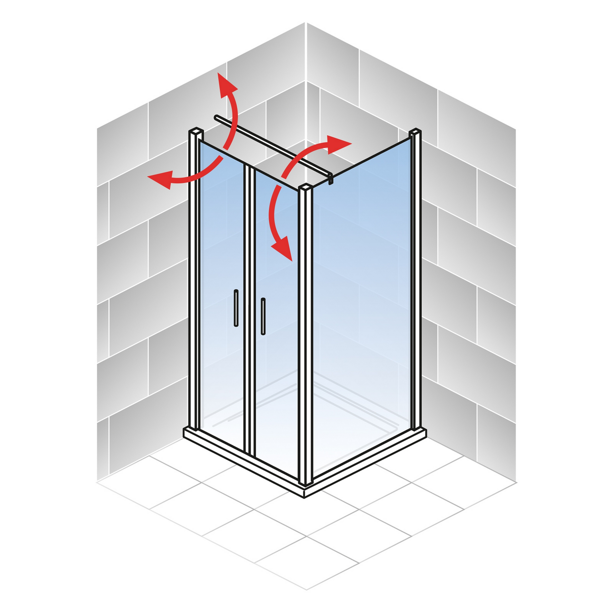 Bild von Pendeltür Eckdusche Alexa Style 2.0 mattschwarz 192 cm x 80