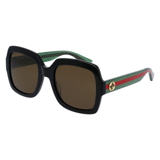 GUCCI Womens GG0036SN Sunglasses, Black-Green-Brown, 54