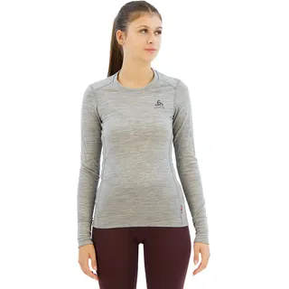 Odlo Natural 100% Merino Warm Langarm-baselayer - Grey Melange / Grey Melange - L