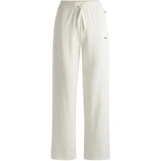 Pyjamahose BOSS "CI Pants", Damen, Gr. S, N-Gr, weiß (open weiß 119), Jersey, Obermaterial: 95% Baumwolle, 5% Elasthan, unifarben, ausgestellt lang, Hosen Pyjamahose, mit BOSS Logoschriftzug