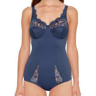 SUSA Body ohne Bügel Latina I Body Shapewear Damen stark formend I Frauen Mieder I Softer Bodysuit mit Shaping Effekt I Formt Taille, Bauch und Po, Blau (Marine 022), 90D