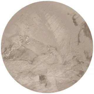 benuta Nest Kunstfell-Teppich Dave Taupe ø 180 cm rund , Textil , Beton Optik , Rund , 180x180 cm , wasserabweisend , Teppiche und Böden, Teppiche