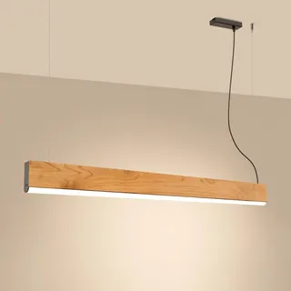 SOLLUX lighting - Hängelampe - Pendellampe LYKKE - Pendelleuchte - Hängelleuchte - Niedriger Energieverbrauch - 3000K, 29W, 2914lm, CRI93 - Eiche - 120x3,5x150cm