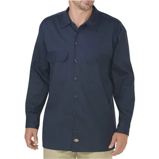 Dickies Arbeitshemd für Herren, langärmelig, Flex-Twill, Dunkles Marineblau, L