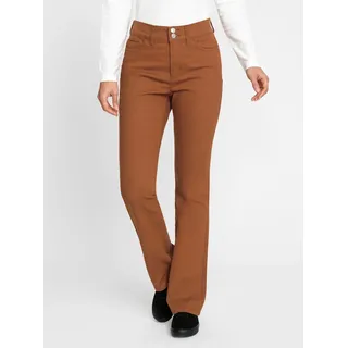 5-Pocket-Jeans INSPIRATIONEN, Damen, Gr. 52, Normalgrößen, braun (cognac), 81% Baumwolle, 17% Polyester, 2% Elasthan, unifarben, lang, Jeans 5-Pocket-Jeans