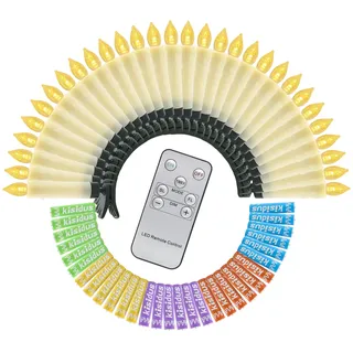 kisidus Weihnachtsbaumkerzen 30 LED Inkl. Batterien Kabellos, LED Weihnachtsbaum Kerzen mit Fernbedienung Timer, Warmweiß