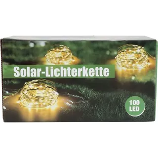 Buri Solar-Lichterkette 100 Micro-LEDs 9,9m Warmweiß Drahtlichterkette Gartendeko