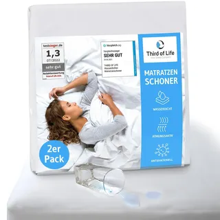 Third of Life Matratzenschoner 90 x 200 cm Doppelpack wasserdicht weiß