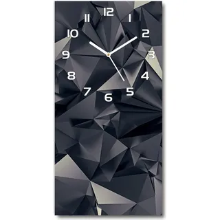 Wanduhr aus Glas – 30x60 cm - Glasbild - Glasuhr - Gehärtetes Glas -Abstrakter Hintergrund - Schwarz
