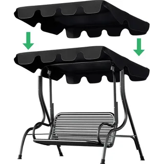 Fiqops Sonnendach ersatzdach Winddicht Hollywoodschaukel Gartenschaukel 210x145cm Anthrazit - Schwarz