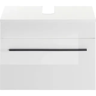 Home Affaire Waschbeckenunterschrank »Cantara, Badschrank in Hochglanz Weiß, Waschtisch« mit schwarzem Griff, ausreichend Stauraum,