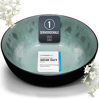 Steingut Servierschüssel Ibiza TESTSIEGER, Traumhafte Mediterrane Salatschüssel, Servierschale - Bowl Schüssel Groß, Salatschale - Pure Living in Salbeigrün