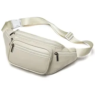 Gürteltasche aus Leder für Herren und Damen, Outdoor, Reisen, Wandern, Camping, Wandern, Laufen, Hüftgürtel, schlanke Handy-Geldbörse, Geldbörse, Beige
