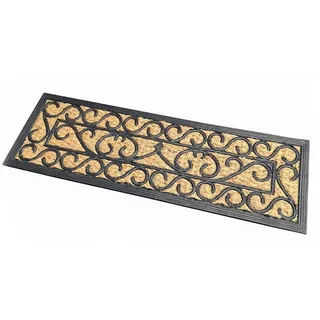 Homescapes FUßMATTE Ornament, Kokos & Gummi 25/75 cm , Naturmaterialen , Floral , Rechteckig , 25x75 cm , Teppiche und Böden, Schmutzfangmatten, Fußmatten