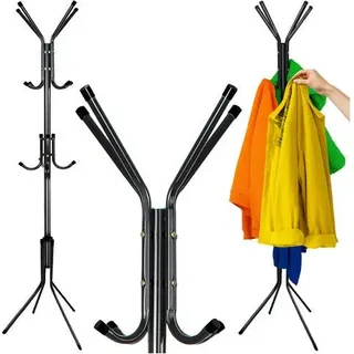 Stehender Kleiderständer, schwarzes Metall, 170 cm, 3 Ebenen